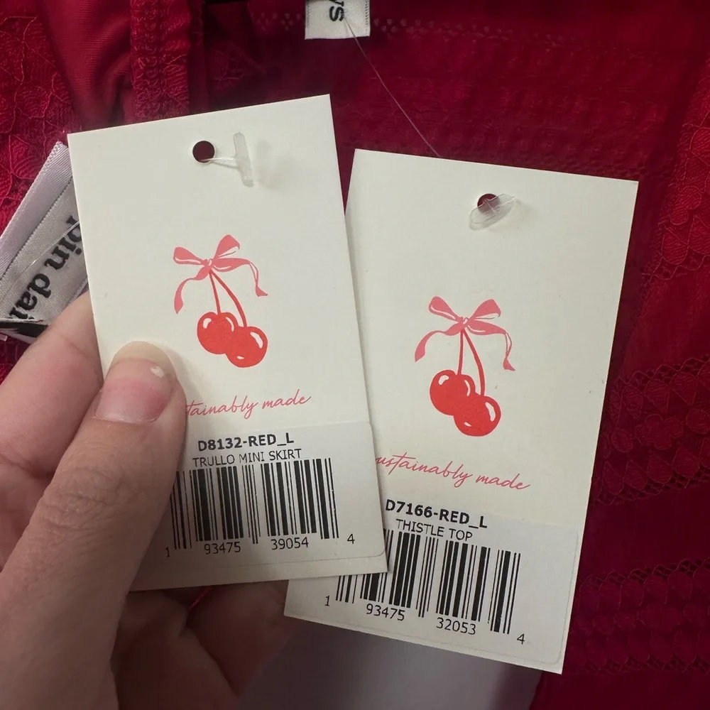 Dippin Daisies Red Tie-Front Top and Skirt Set